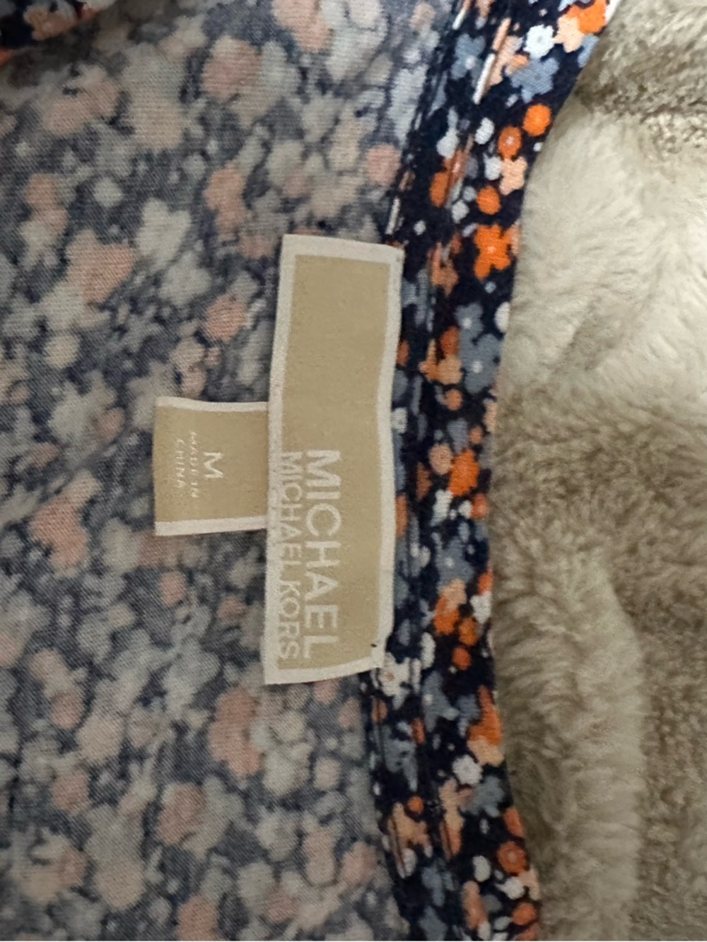 MICHAEL Michael Kors Navy Floral Top with Peach Accents
